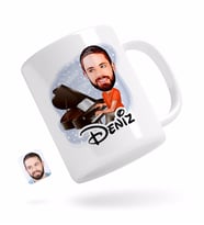 BK Gift Kişiye Özel Erkek Piyanist Karikatürlü Beyaz Kupa Bardak