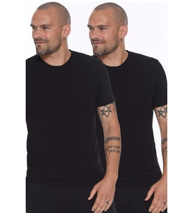 Ikili Set T8569 Dewberry Bisiklet Yaka Erkek T-Shırt-Siyah-Siyah (Çok Renkli)