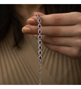 Yakut Taşlı Tamtur Gümüş Bileklik