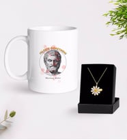 BK Gift Kişiye Özel Felsefe Öğretmeni Beyaz Kupa ve Papatya Kolye Hediye Seti-1 (Model 1)