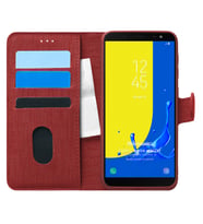 Microsonic Samsung Galaxy J6 Kılıf Fabric Book Wallet Kırmızı