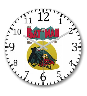 Hora de Aventura  Batman Duvar Saati Bombeli Gercek Cam