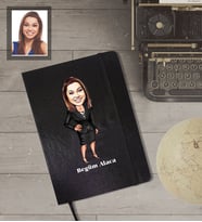 Kişiye Özel Öğretmen Karikatürlü Siyah Defter Bayan-12
