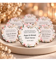 İsme Özel Söz, Kına, Nikah, Nişan, Düğün Hatırası Ahşap Magnet50 Adet (Beyaz)