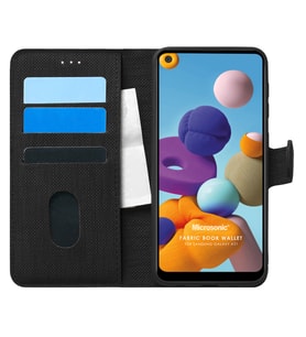 Microsonic Samsung Galaxy A21 Kılıf Fabric Book Wallet Siyah