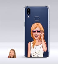 BK Gift Kişiye Özel Bayan Karikatürlü Samsung Galaxy A10s İnce Şeffaf Silikon Telefon Kapağı-18 (Beyaz)