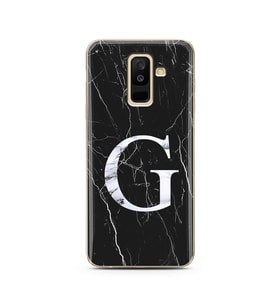 Samsung A6 Plus Siyah Mermer Harf Tasarımlı Telefon Kılıfı G-Harfi 