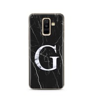 Samsung A6 Plus Siyah Mermer Harf Tasarımlı Telefon Kılıfı G-Harfi 