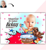 BK Gift Kişiye Özel Bebek Doğum Günü Karikatür Baskılı Yaş Pasta İçin Yenilebilir Şekerli Kağıt  1(Sadece Kağıt)