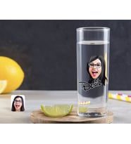 BK Gift Kişiye Özel Renkli Baskılı Kadın Yüz Karikatürlü Vodka Bardağı-2 (Beyaz)