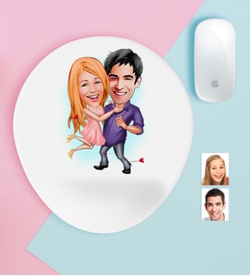 BK Gift Kişiye Özel Sevgililer Karikatürlü Bilek Destekli Mouse Pad-3 (Beyaz)