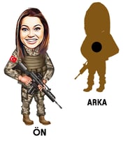 Kişiye Özel Asker Karikatürlü Ahşap Magnet Bayan-1
