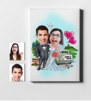 BK Gift Kişiye Özel Evleniyoruz Karikatür Kanvas Tablo 50x70cm 1