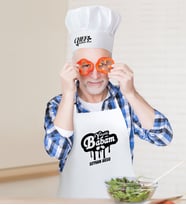 BK Gift Kişiye Özel Yakışıklı Babam Erkek Mutfak Önlüğü ve Aşçı Şapkası Seti-2 (Beyaz)