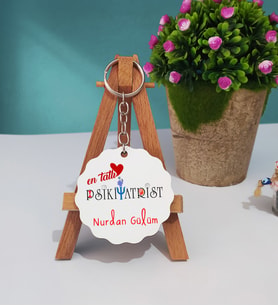 Mesajlı Psikiyatrist Tasarımlı Kişiye Özel Psikiyatrist Ahşap Anahtarlık
