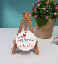 Mesajlı Psikiyatrist Tasarımlı Kişiye Özel Psikiyatrist Ahşap Anahtarlık