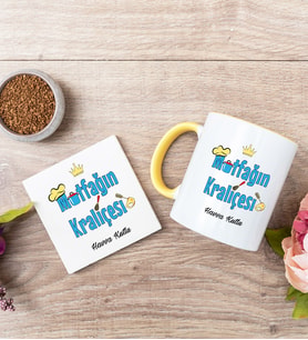 Mutfağın Kraliçesi Sarı Kupa Bardak Ve Bardak Altlığı Seti
