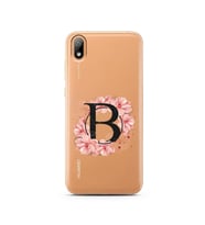 Pembe Çiçekli Harf Tasarım Süper Şeffaf Silikon Telefon Kılıfı Huawei Y5 2019 B-