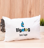 Biyolog Dikdörtgen Saten Yastık (Beyaz)