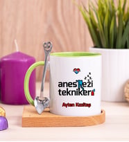 Anestezi Teknikeri Ahşap Altlıklı Yeşil Kupa Bardak