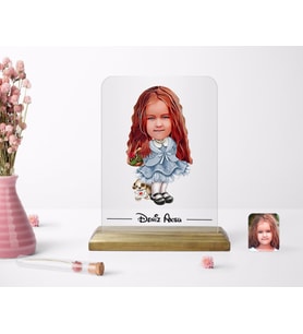 BK Gift Kişiye Özel Kız Çocuk Karikatürlü Ahşap Standlı Çerçeve-16 (Beyaz)