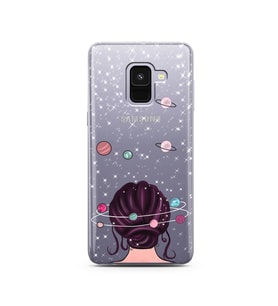 Space Girl Tasarım Süper Şeffaf Silikon Telefon Kılıfı Samsung A8 (2018)  