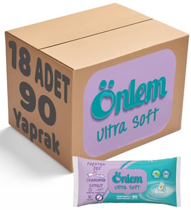 Önlem Islak Havlu Mendil 90 Yaprak Papatya Özü (18 Li Set) Plastik Kapaklı 1620 Yaprak