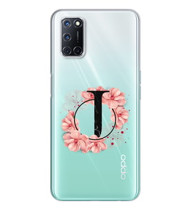 Pembe Çiçekli Harf Tasarım Süper Şeffaf Silikon Telefon Kılıfı Oppo A52-A72 J-Ha