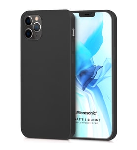 Microsonic Matte Silicone Apple iPhone 12 Pro Kılıf Siyah