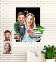 Kişiye Özel Sevgililer  Günü Hediyesi Evleniyoruz  Karikatür Ahşap Tablo