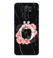 Mermer Çiçekli Harf Tasarım Süper Şeffaf Silikon Telefon Kılıfı Xiomai Redmi 9 Ö