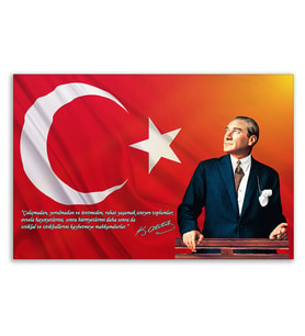 ''Güner Ofis'' Atatürk Tablosu Deri Üzerine Kanvas Tablo 80x130