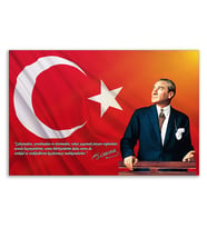 ''Güner Ofis'' Atatürk Tablosu Deri Üzerine Kanvas Tablo 80x130