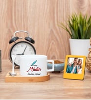 Müdür Fincan ve Turuncu Mini Fotoğraf Çerçevesi