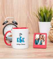 Ebe Kırmızı Kupa Bardak ve Kırmızı Mini Fotoğraf Çerçevesi