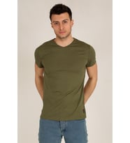 Erkek Basic Slim Fit V Yaka Kısa Kollu T-Shirt 21K-3400738-1 Haki