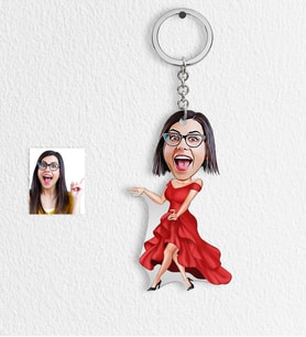 BK Gift Kişiye Özel Bayan Manken Karikatür Anahtarlık  1