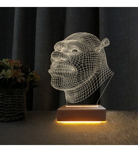 3d Dekoratif Masa Lambası Çocuk Odası Shrek Tasarım Gece Lambası