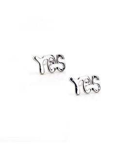 Gümüş Yes Yazılı Küpe