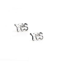 Gümüş Yes Yazılı Küpe