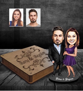 Kişiye Özel Sevgili Karikatürlü Ahşap Biblo Kutulu Model 15