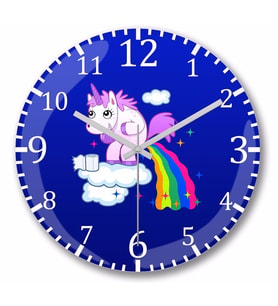 Unicorn   Duvar   Saati    Bombeli Gercek Cam