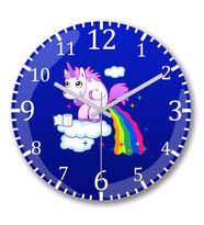 Unicorn   Duvar   Saati    Bombeli Gercek Cam