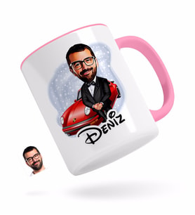 BK Gift Kişiye Özel Erkek Patron Karikatürlü Pembe Kupa Bardak-1