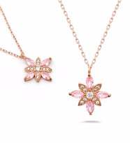 Else Silver Pembe Taşlı Umut Çiçeği Gümüş Kolye (Rose)
