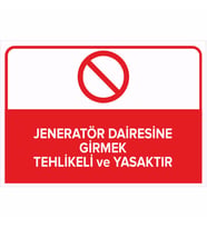 MIGNATIS - Jenaratör Dairesine Girmek Tehlikeli ve Yasaktır Levhası - Sac Malzeme 35x50cm