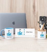 Ebe Mavi Kupa Bardak Kalemlik Ve Masa İsimliği Hediye Seti
