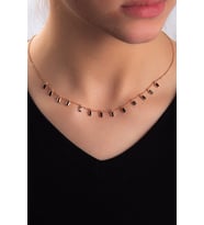Siyah  Zirkon Taşlı Rose Altın Kaplama Kadın Gümüş Kolye 925 Ayar