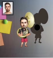 Kişiye Özel Korno Karikatürlü Ahşap Magnet Bay-1