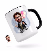 BK Gift Kişiye Özel Erkek Doğum Günü Karikatürlü Siyah Kupa Bardak-3